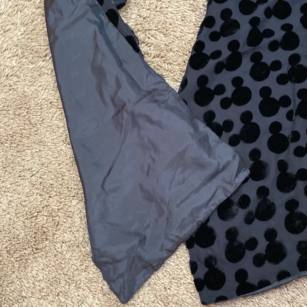 The Disney Store Black Velvet Silk Hidden Mickey Oblong Scarf